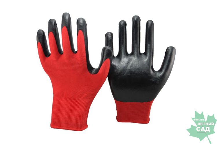 Перчатки нейлон с нитриловым красным покрытием